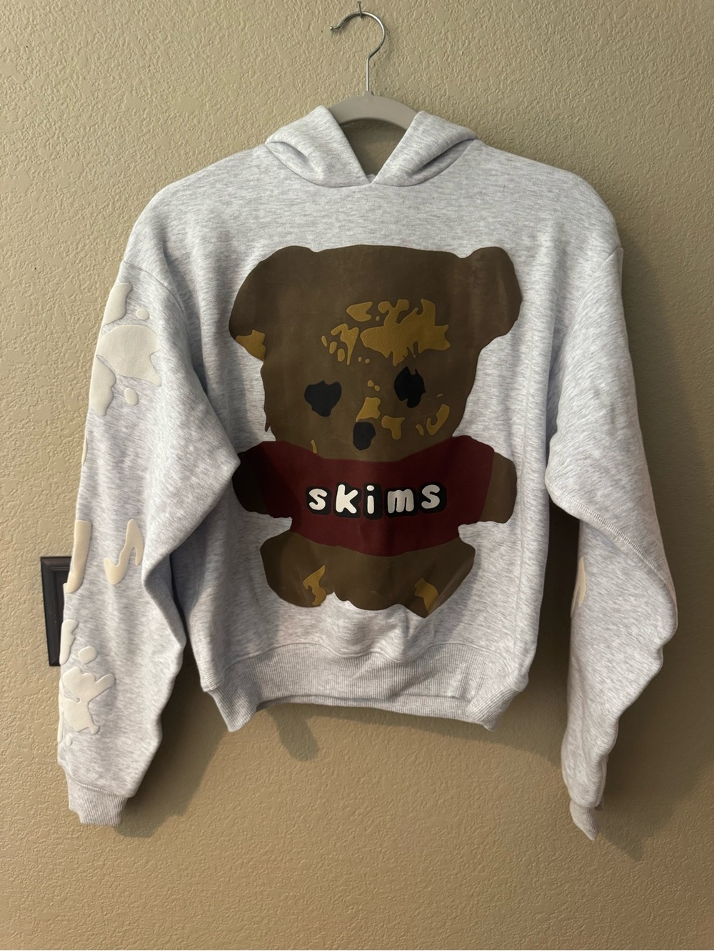 SKIMS Cactus Plant Flea Market Teddy Bear Graphic Hoodie - Heather Grey NWT